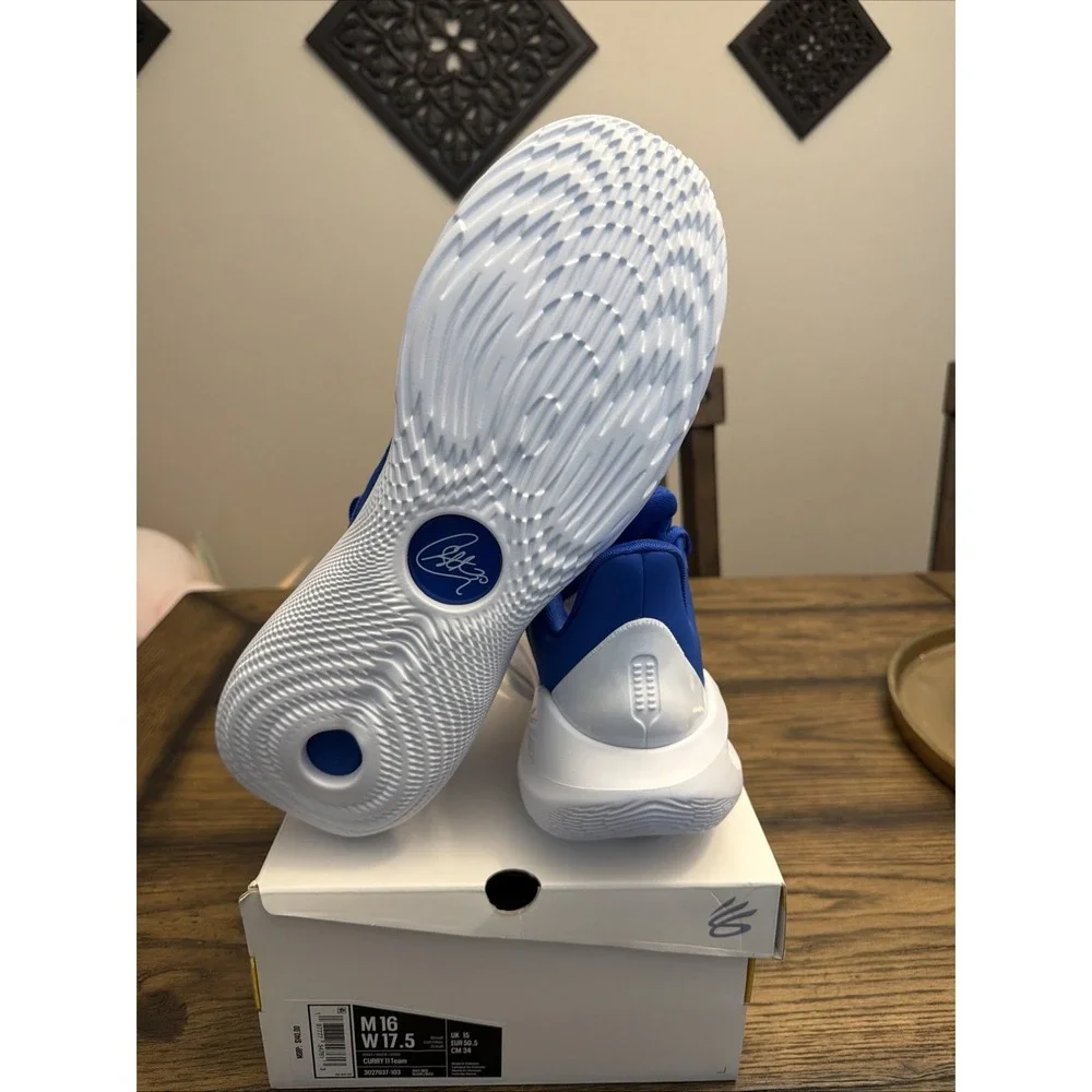 Men Under Armour Team Curry 11 Basketball Shoes Size 16 Blue White 3027637 103